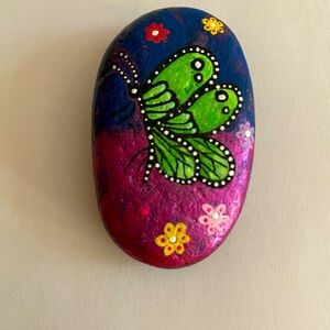 Hand painted butterfly rock